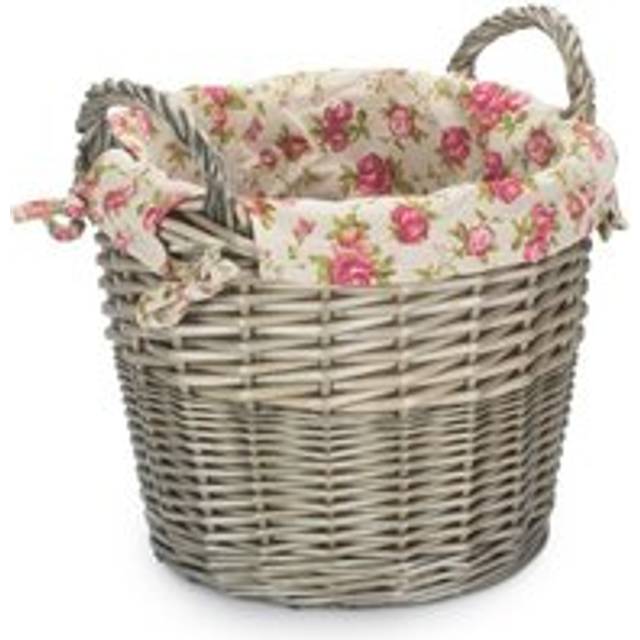 Craft Basket With Garden Rose Lining - Grey - One Size