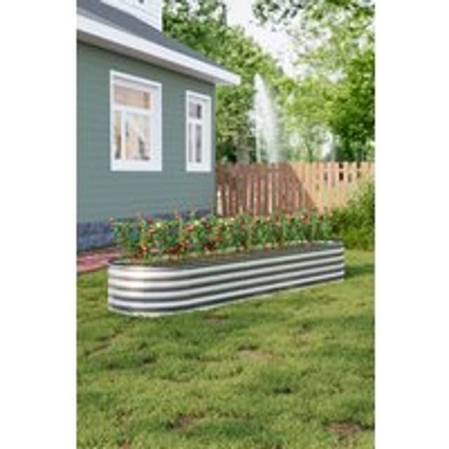 320cm W Silver Galvanized Steel Raised Garden Bed - One Size