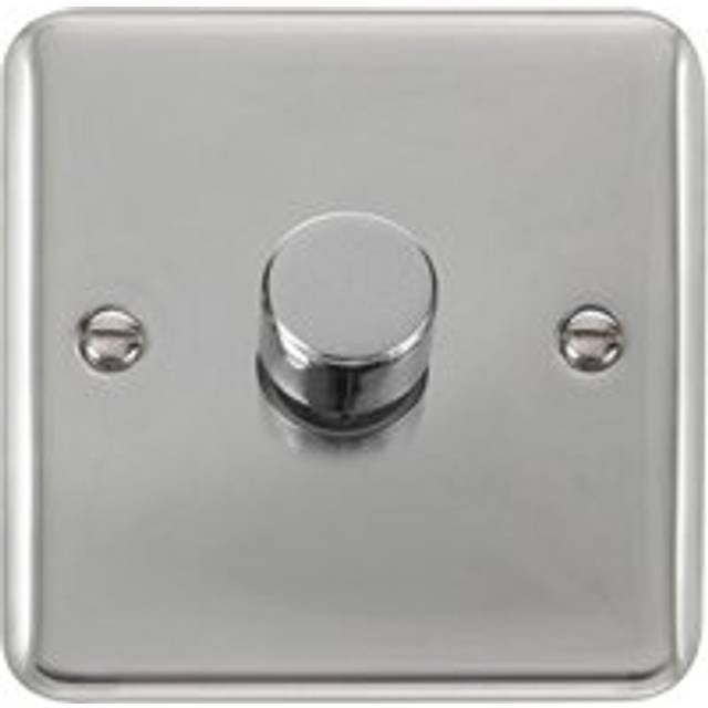 Curved Polished Chrome 1 Gang 2 Way LED 100W Trailing Edge Dimmer Light Switch - Silver - One Size