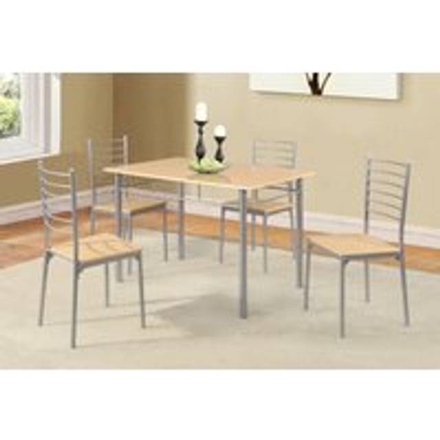 5 Piece Beech Effect Wooden Dining Set - Light Oak - 5 Pack