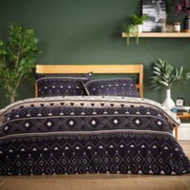 Oslo Flannel Duvet Set in Sapphire - Single - Black