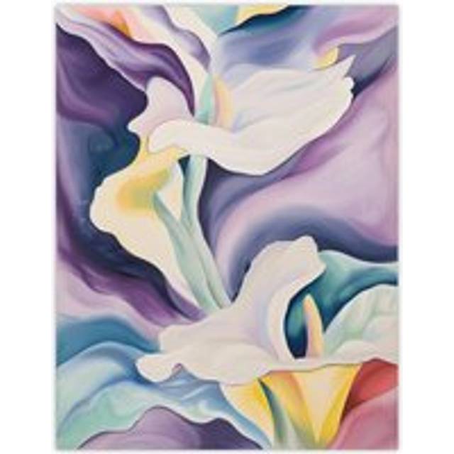 Wall Art Print Abstract Calla Lily Flowers Watercolour Painting Poster - Purple - W24 inch x H32 inch