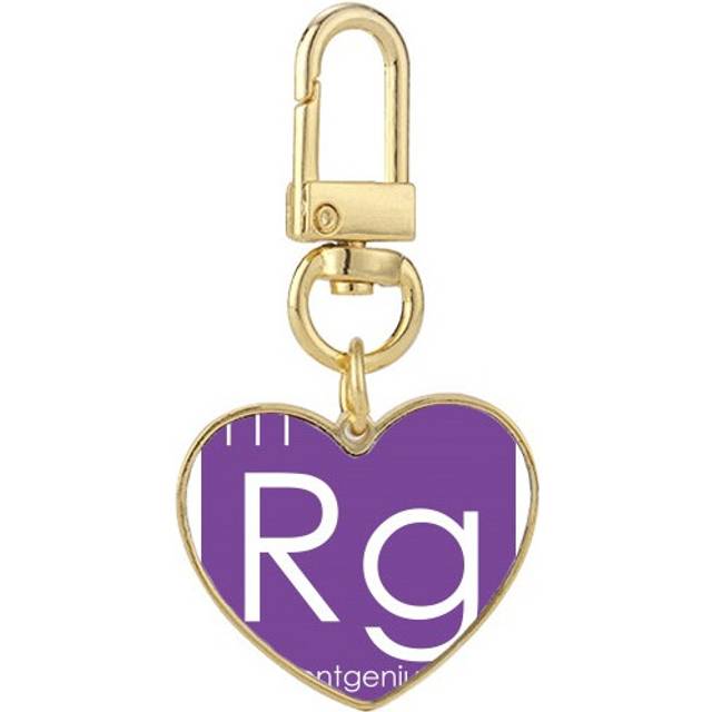 Chestry Elements Period Table Transition Metals Roentgenium Rg Gold Heart Keychain Metal Keyring Holder