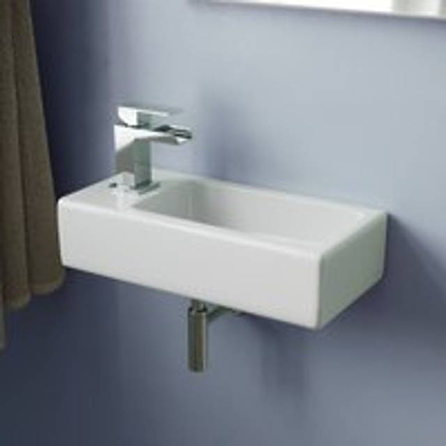 Bathroom Wall Hung Cloakroom Ceramic Compact Basin Sink Left Hand - White - One Size