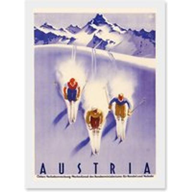 Winter Sport Austria Ski Snow Alps Blue Cross Country A4 Artwork Framed Wall Art Print - White - One Size