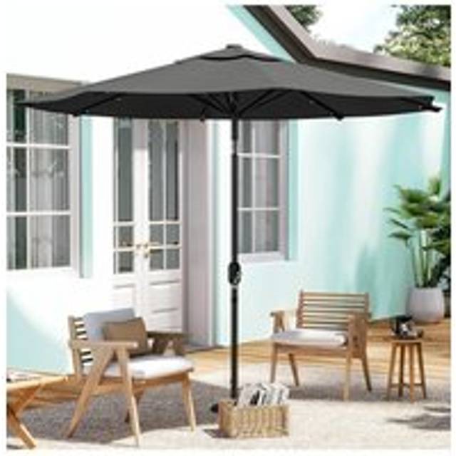Outdoor Solar LED Lights Parasol with Crank (Base not included) - Dark Grey - One Size