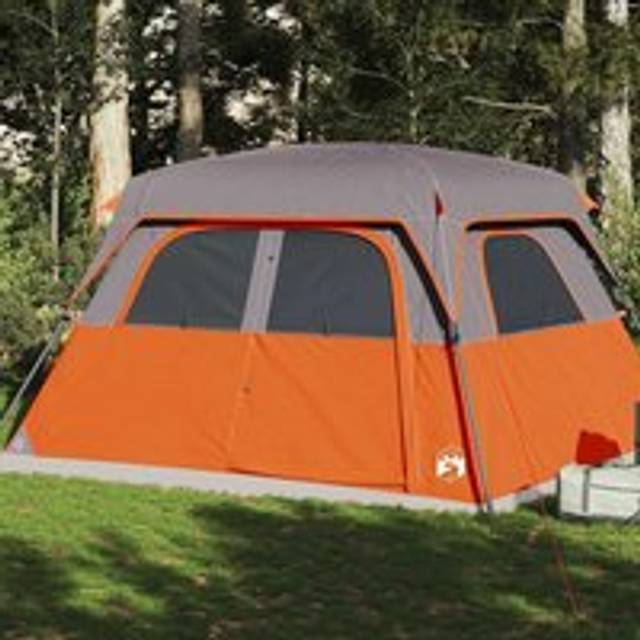 Family Tent Cabin 6-Person Orange Waterproof - One Size