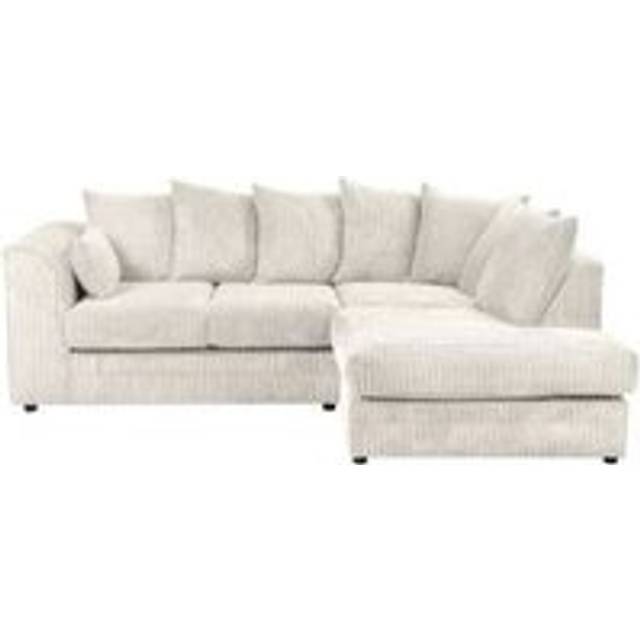 SquareBoxx Lennox Jumbo Cord Corner Sofa Right Hand Facing Chaise Cream - One Size
