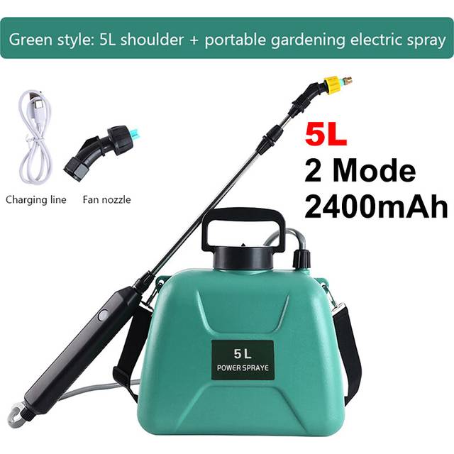 (Green 5L) 5L Electric Sprayer Garden Automatic Pesticide Sprayer Spray Gun Rechargeable Plant Sprayer Bottle Sprinkler Watering Can