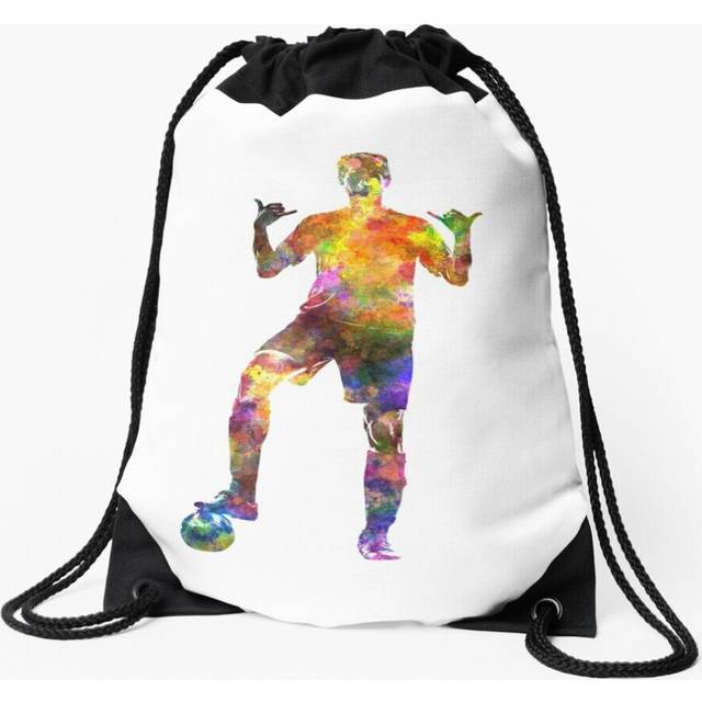 Drawstring Bag soccer football player young man saluting Sport Gym Shoe Backpack
