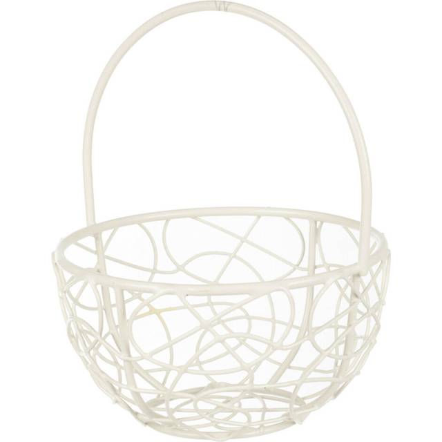 (Round Basket Medium, Ivory) 6x Wire Metal Mesh Wedding Table Decor Baskets