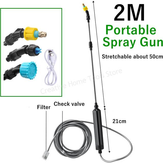 (Spray gun 2m) 5L Electric Sprayer Rechargeable Lithium Battery Garden Sprayer Agricultural Irrigation Tool High Pressure Atomizer Sprayer