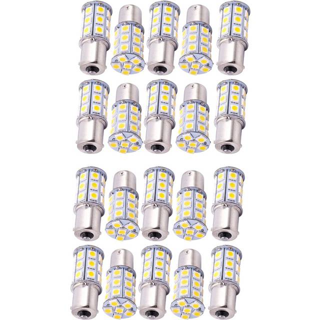 20 X Warm White 27 SMD LED 1156 1141 1003 RV Trailer Interior Light Bulbs