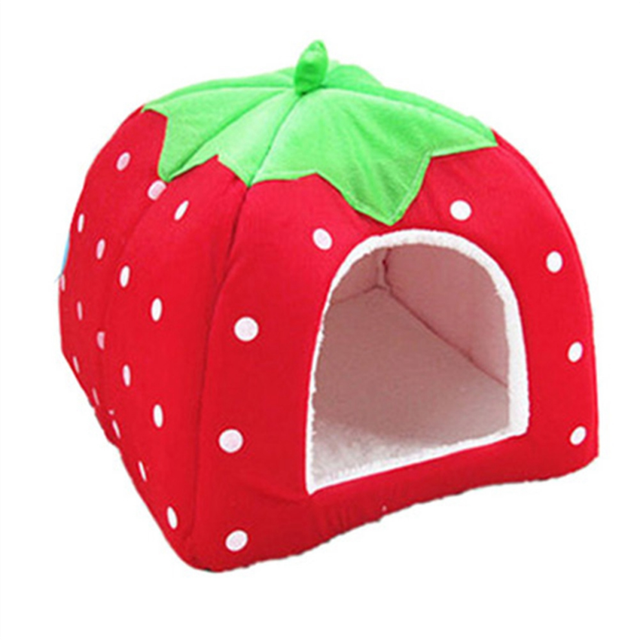 Dog kennel dog fashion mat basket soft strawberry pet cat house M