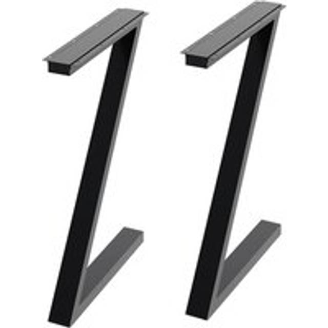 71cm/27.95 inch 2Pcs Black Anti-Slip Z-shaped Metal Table Legs Furniture Replacement Legs for DiningTable, Desks and Workbenches - One Size