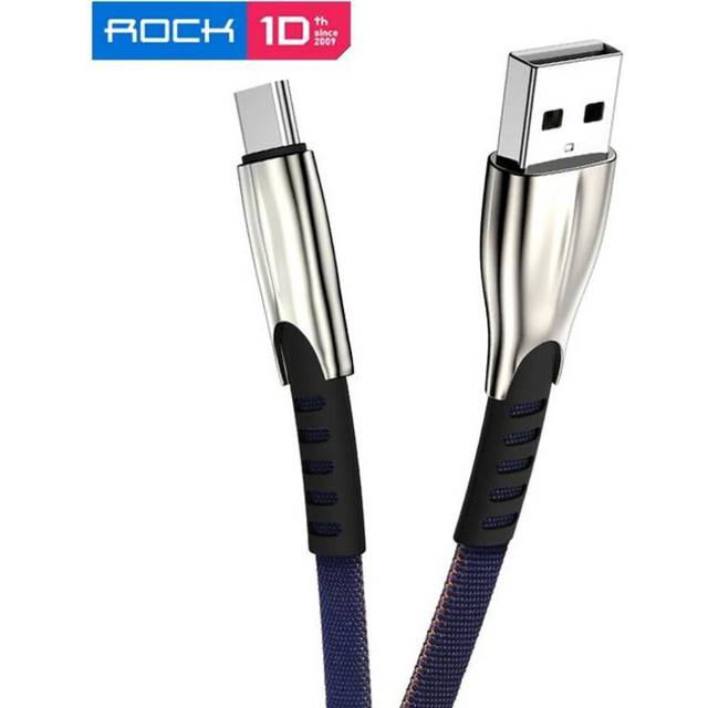 (blue, 100CM) Rock Luxury Usb Type C Cable Usb C Zinc Alloy Mobile Phone Cable Fast Charging Usb Type-c Devices For Samsung Huawei Xiaomi