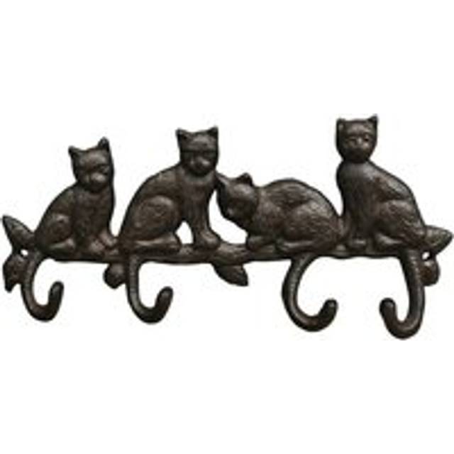 Cat Family Wall Coat Hook Rack in Cast Iron