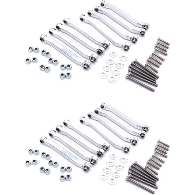 2X Metal Chassis Pull Rods Drag Link Suspension for MN D90 D91 D96 D99 D99S MN90 MN99S 1/12 RC Car Upgrade Parts,Silver