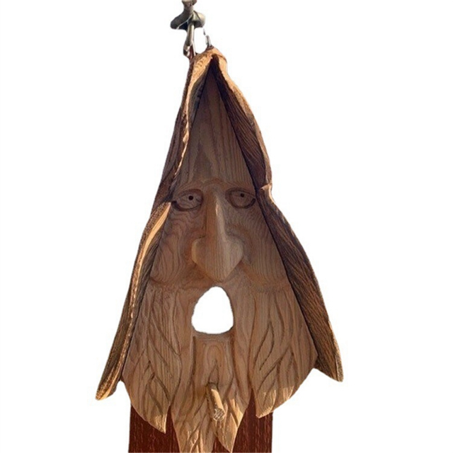 Bird Feeder Yard Decoration Birdhouse Old Man'S Pendant on the Resin Handicraft