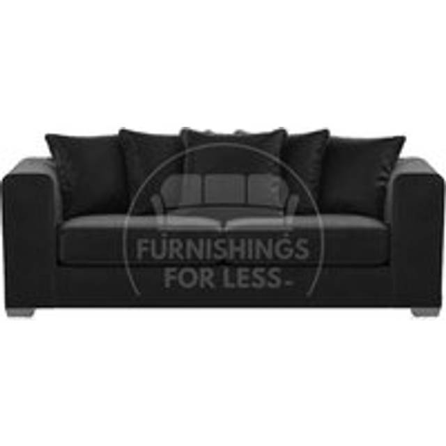 Ella Boxed Arm Plush Velvet Fabric 3 Seater sofa Black - One Size