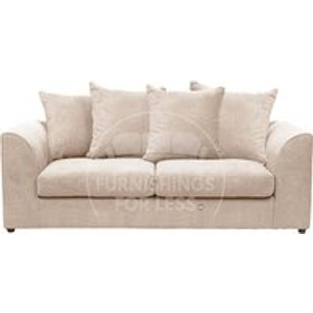Casper Chenille 3 Seater Sofa Scatter Back Curved Arm - Beige - One Size