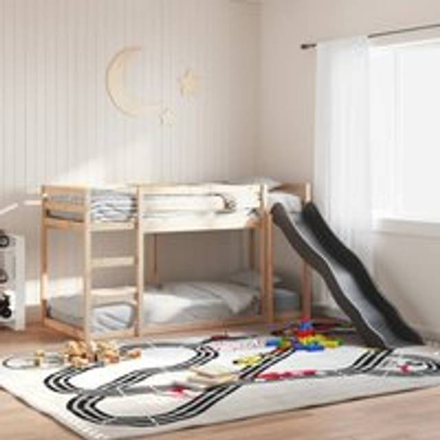 Bunk Bed with Slide&Ladder without Mattress 90x200 cm - Brown - One Size