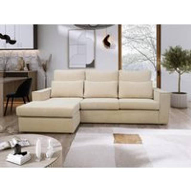 (Beige, Left Hand Facing) Soho Fabric 3 Seater Corner Chaise Sofas