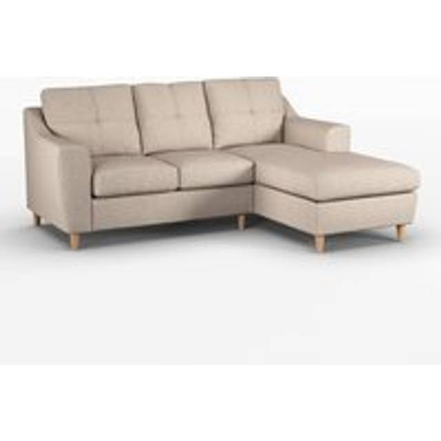 Baxter Fabric L Shaped 3 Seater Corner Sofa With Chaise Right Hand Facing - Charcoal, Silver, Oatmeal or Sage - Beige - One Size