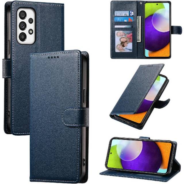 (Dark blue ) Case for Samsung Galaxy A73 5g Magnetic Closure Card Slots Daily Use Shockproof