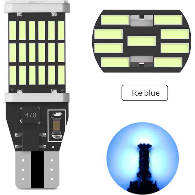 (T15 Crystal blue, 2 pieces) 2 T10 W5W 194 T15 W16W 921 LED For Accessories Led Bulbs Canbus 12V 6000k