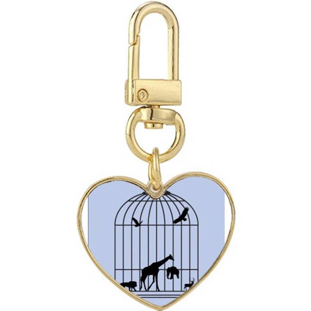 Animals  Lion Prey Art Deco  Fashion Gold Heart Keychain Metal Keyring Holder