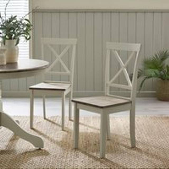 Millford x2 Solid Wood Crossback Dining Chairs - Light Grey - One Size