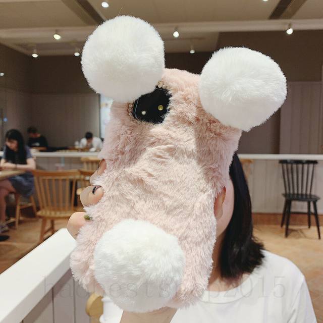 For Samsung Galaxy Z Fold 5 5G, Bunny Rabbit Fur Plush Fuzzy Fluffy Cover Case-as the picture-