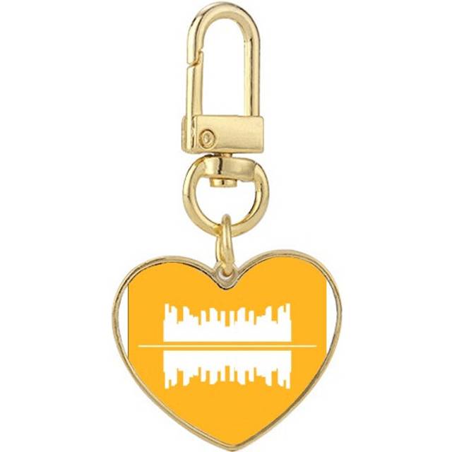 High Symbolic Reflection Urban Landscape Architecture Gold Heart Keychain Metal Keyring Holder