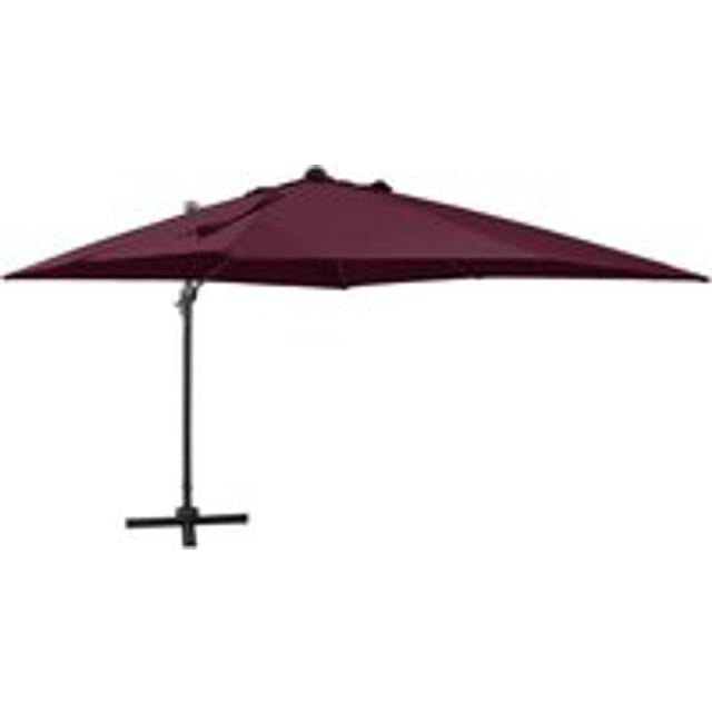 Cantilever Umbrella with Pole and LED Lights Bordeaux Red 300 cm - One Size