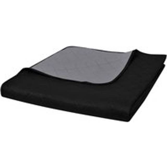Double-sided Quilted Bedspread Black/Grey 220 x 240 cm - One Size