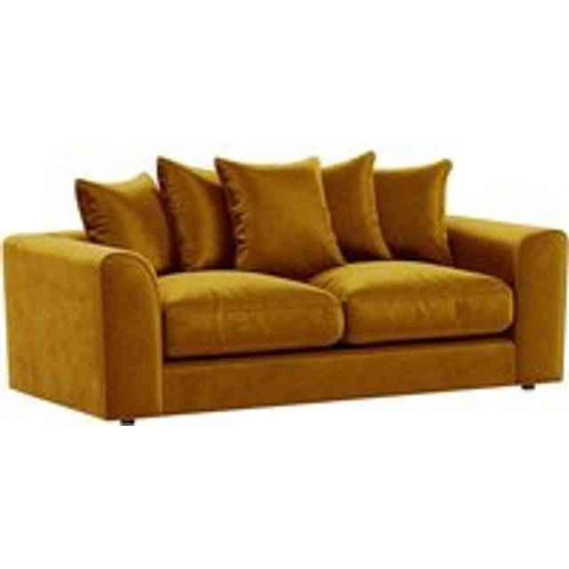 Brooklyn Plush Velvet Fibre Fabric 3 Seater Sofa Scatter Back - Gold - One Size