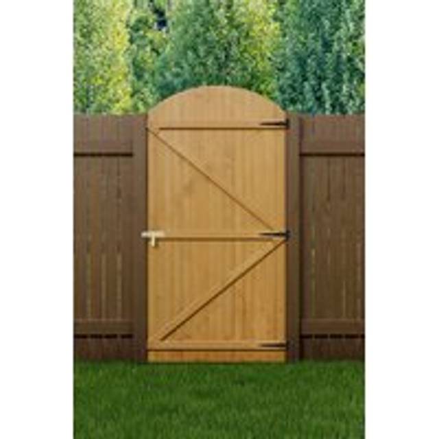 Semi Braced Arch Top Strong Wooden Garden Gate 105cm W x 210cm H - Natural - One Size