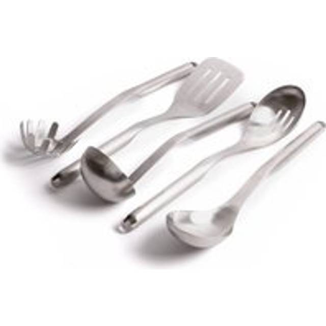 5pc Premium Stainless Steel Utensil Set with Slotted Spoon, Slotted Turner, Cooking Spoon, Ladle and Pasta Server - Silver - One Size
