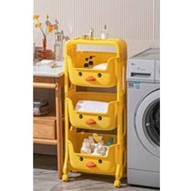Living And Home 3-Tier Rolling Toy Storage Rack Trolley Cart Kitchen Fruit Vegetable Holder Shelf In Yellow - One Size