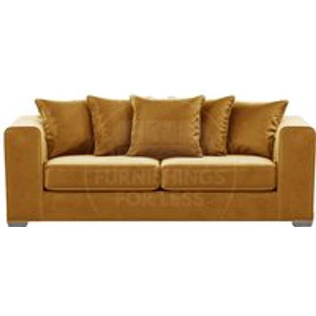 Ella Boxed Arm Plush Velvet Fabric 3 Seater sofa Black - Gold - One Size
