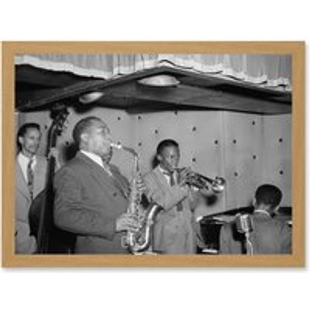 Music Vintage Photo Jazz Parker Davis Group Legends Artwork Framed Wall Art Print A4 - Tan - One Size