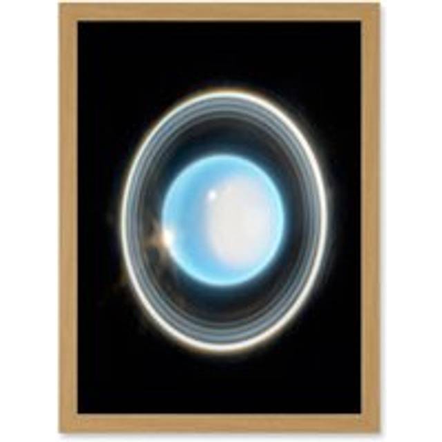 NASA James Webb Space Telescope Zoomed In Uranus Planet Rings NIRCam Artwork Framed Wall Art Print A4 - Tan - One Size