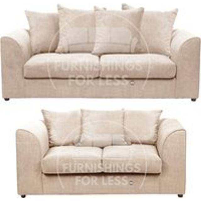 Casper Chenille Sofa Set 3 and 2 Seater Sofa Scatter Back Curved Arm - Beige - One Size