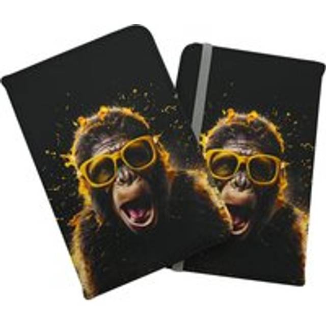 Splashart Monkey Face With Yellow Glasses Passport Cover - Orange - One Size