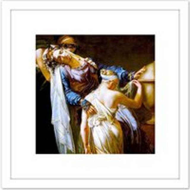 Blondel Hecuba Polyxena Greek Myth Painting 8X8 Inch Square Wooden Framed Wall Art Print Picture with Mount - White - One Size