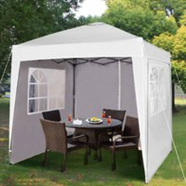2X2m Pop up Gazebo with Removable Sides and Storage Bag - White - One Size