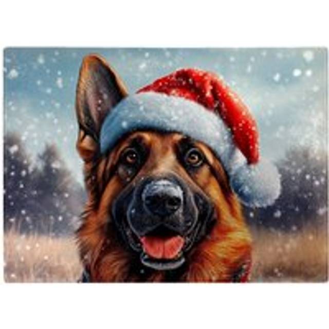 Snowy Christmas Giant Schnauzer Glass Chopping Board