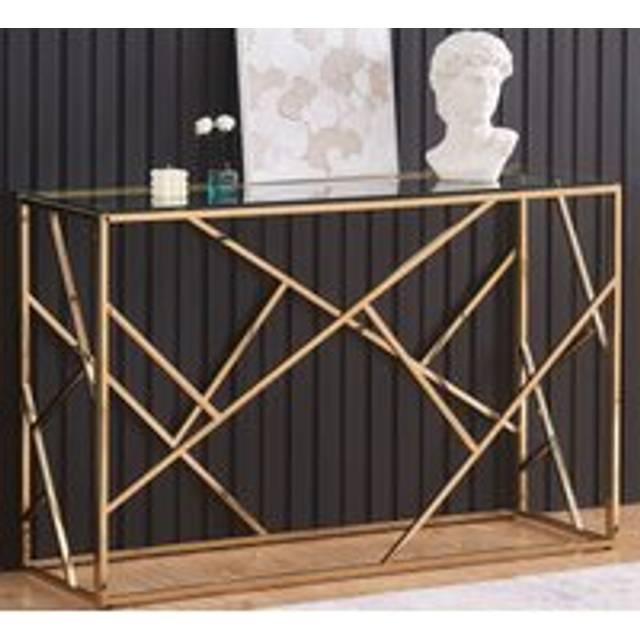 Rectangular Metal and Glass Console Table - Gold - 1 Pack