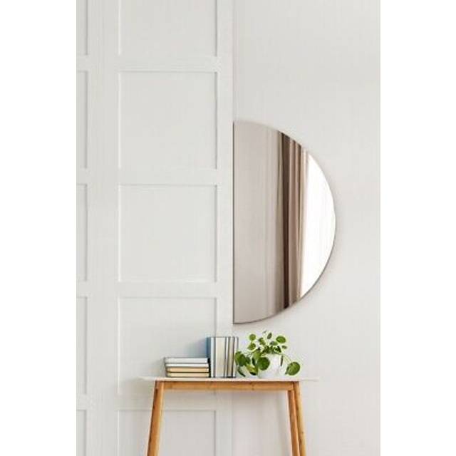 Frameless Semi Circle Moon Wall Mirror 39" X 20" (100 x 50CM) - Silver - 1 Pack